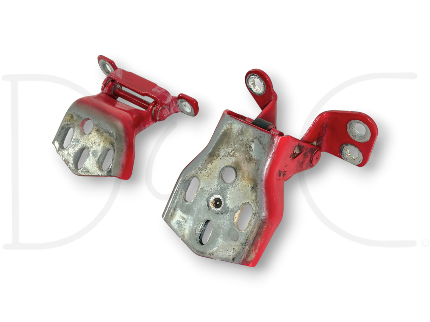 80-96 Ford F250 F350 Crew Cab LH Left Driver Rear Door Hinge Set Red Upper Lower
