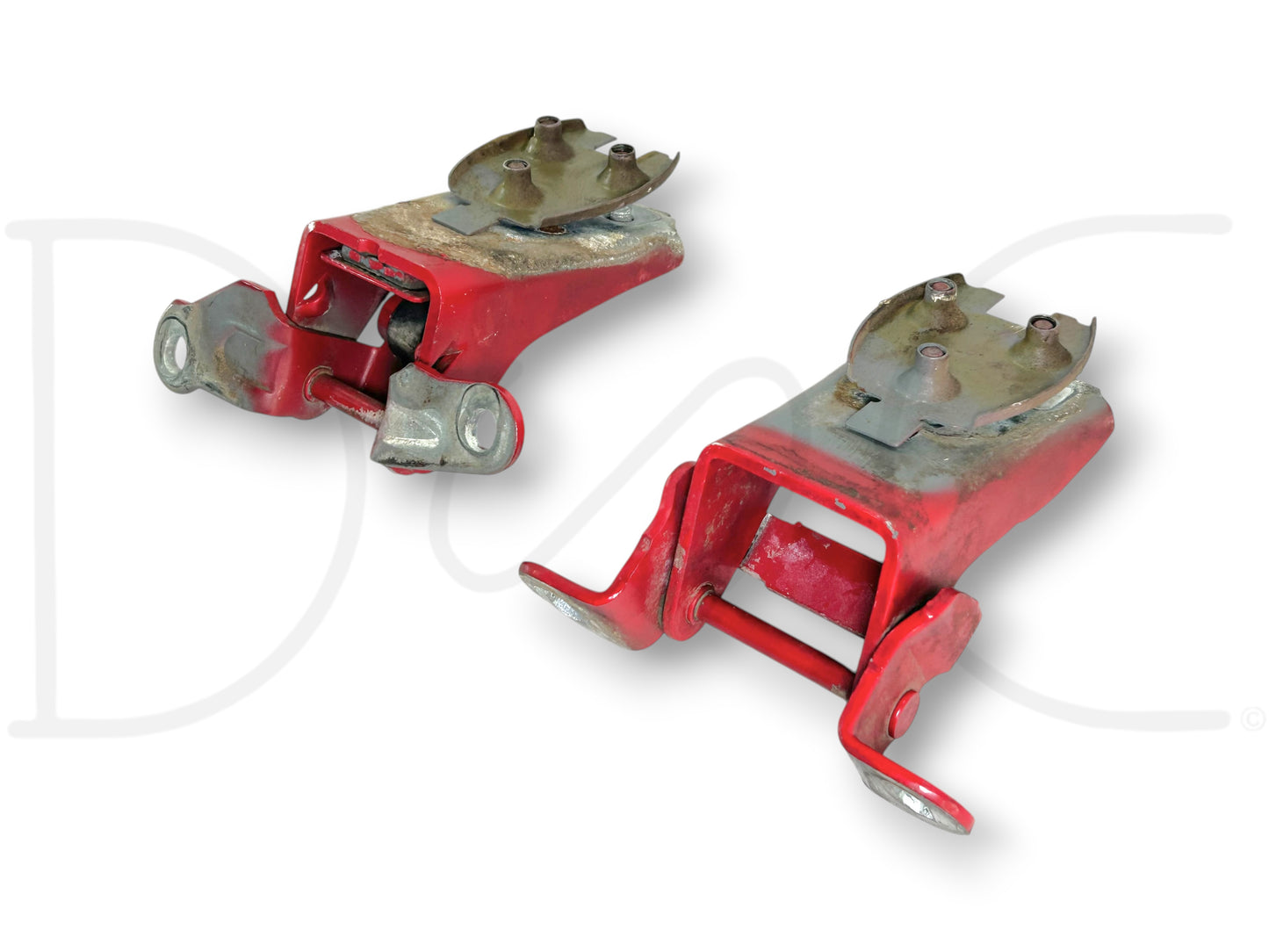 80-96 Ford F250 F350 RH Right Passenger Front Door Hinge Set Red Upper Lower OEM