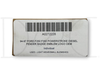 94-97 Ford F250 F350 Powerstroke Diesel Fender Badge Emblem Logo OEM