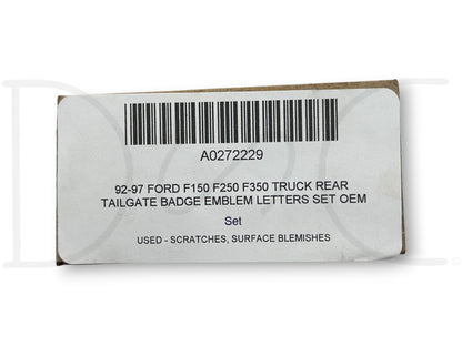 92-97 Ford F150 F250 F350 Truck Rear Tailgate Badge Emblem Letters Set OEM