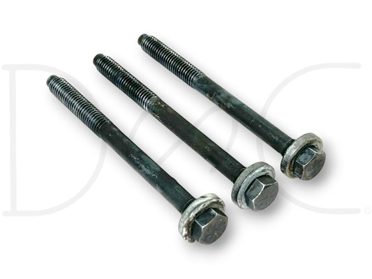 94-97 Ford F250 F350 Steering Gearbox Gear Box Bolts Bolt Set (3) used bolts with light wear, compatible with 1994-1997 Ford F-250 and F-350 trucks, suitable for repair or replacement.