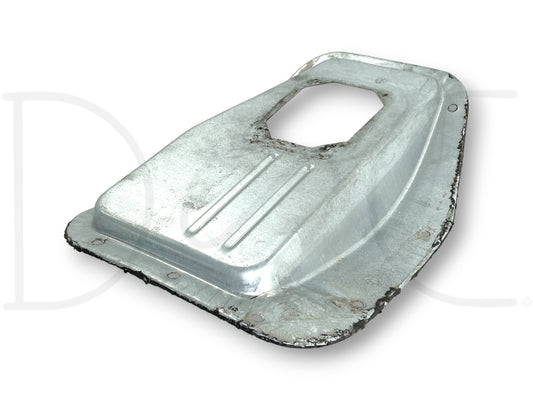 87-97 Ford F250 F350 Cab Floor Manual Transmission Tunnel Center Cover Panel OE, used with light wear and screw holes on left side, metal construction for manual transmission vehicles.
