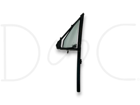 92-97 Ford F250 F350 LH Left Driver Vent Wing Window Glass Assembly OEM, used with light wear and scratches, fits 1992-1997 Ford F-250 and F-350 trucks.