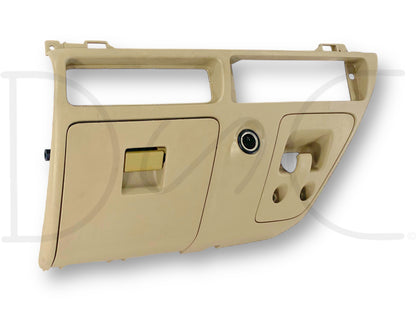 05-07 Ford F250 F350 Center Lower Dash Panel Storage Compartment Cubby Tan, used part in good condition with light wear, removed from a 2007 Ford F-250 Lariat 6.0L Diesel, designed to fit 2005-2007 Ford F-250, F-350, F-450, and F-550 models.
