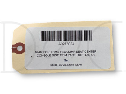 99-07 Ford F250 F350 Jump Seat Center Console Side Trim Panel Set Tan OE
