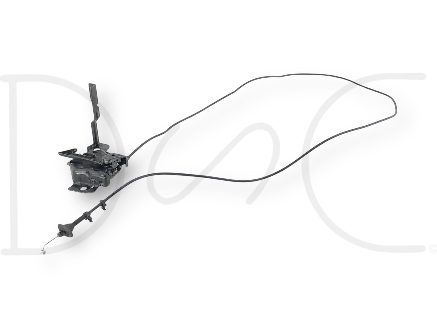 99-07 Ford F250 F350 Front Hood Latch Catch Lock Release Cable Assembly OE, used condition with light wear, compatible with 1999-2007 Ford F-250, F-350, F-450, F-550 trucks, designed for 6.0L Powerstroke diesel engines and 5R110 transmission models.