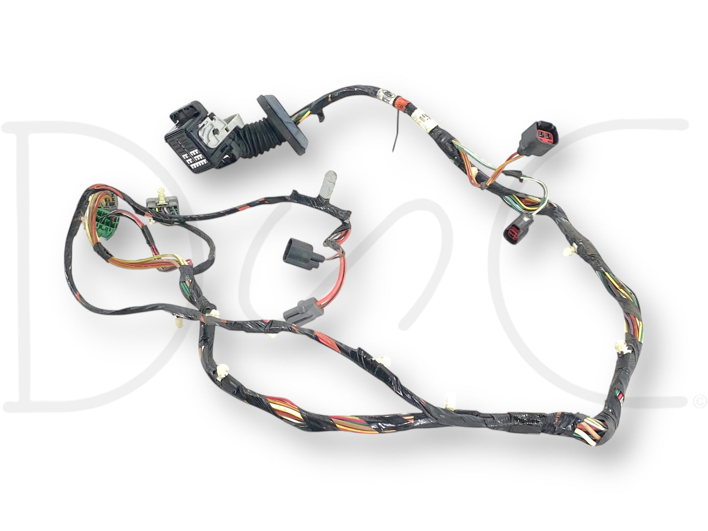 06-07 Ford F250 F350 Right Front Passenger Door Wiring Harness 6C3T-14630-CD, used good condition wiring harness with light wear, compatible with 2006-2007 Ford F-250, F-350, F-450, F-550 Super Duty trucks, suitable for 6.0L diesel Powerstroke models.