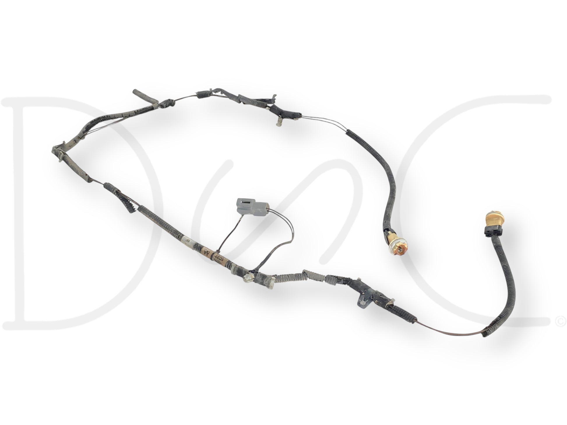 00-07 Ford F250 F350 Rear Bumper License Plate Light Harness 5C3T-13412-C321K Aa used wiring harness for rear bumper license plate light, compatible with 2000-2007 Ford F-250 and F-350 trucks, showing light wear and good condition, suitable for Ford Powerstroke diesel parts and used automotive parts.