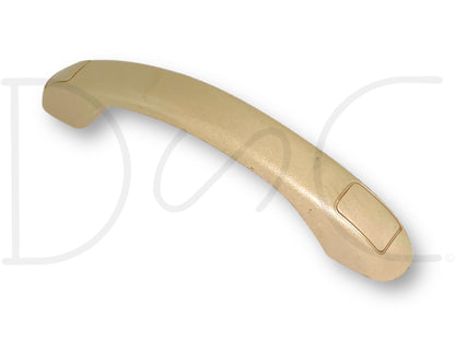 02-07 Ford F250 F350 Super Duty Ceiling Grab Handle Tan Assist Handle OEM, used with light wear, designed for Ford Super Duty trucks from 2002 to 2007, tan color, provides support for vehicle occupants.