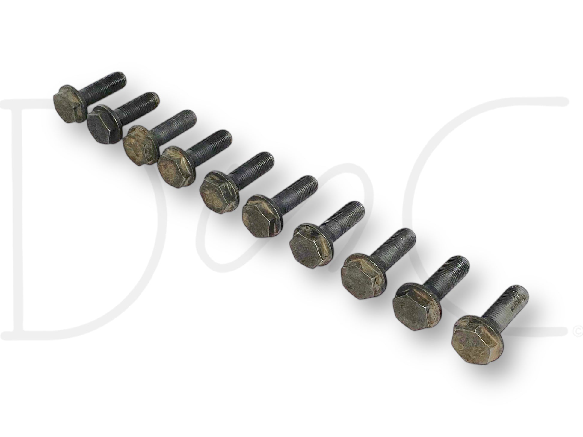 03-07 Ford F250 F350 6.0 6.0L Diesel Flex Plate Flexplate Bolts Bolt Set (10) showing a set of ten used bolts with light wear for Powerstroke and Super Duty truck repair.