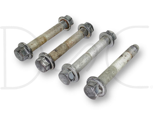 05-07 Ford F250 F350 4WD 4X4 Radius Arm To Front Axle Bolt Set OEM Bolts, used with light wear, removed from 2007 Ford F-250 Lariat 6.0L Powerstroke 4WD, designed for heavy-duty Super Duty trucks, offering reliable OE fitment for maintenance or repair.