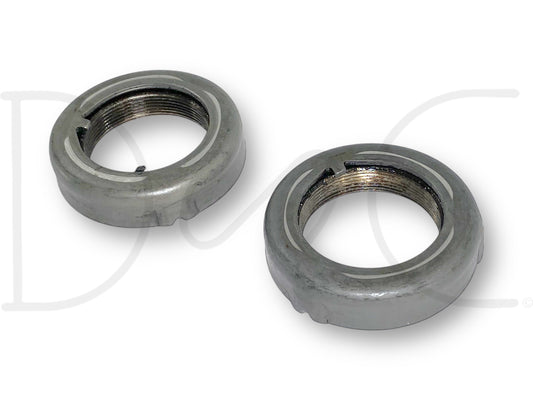 05-10 Ford F250 F350 Sterling 10.5 Rear Axle Wheel Hub Bearing Retainer Nut Set used with light wear, designed for Ford F-250 and F-350 Super Duty trucks, compatible with 6.0L Powerstroke diesel engines and OEM specifications for reliable fitment and durability.
