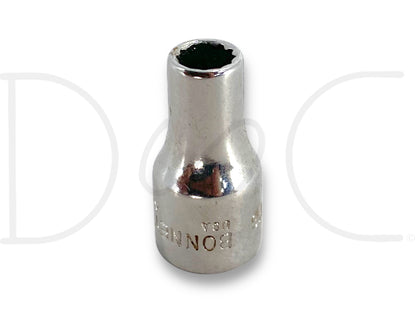 Bonney 3/16" Shallow Socket 1/4" Drive 12 Point Sae 12Pt Chrome USA V6