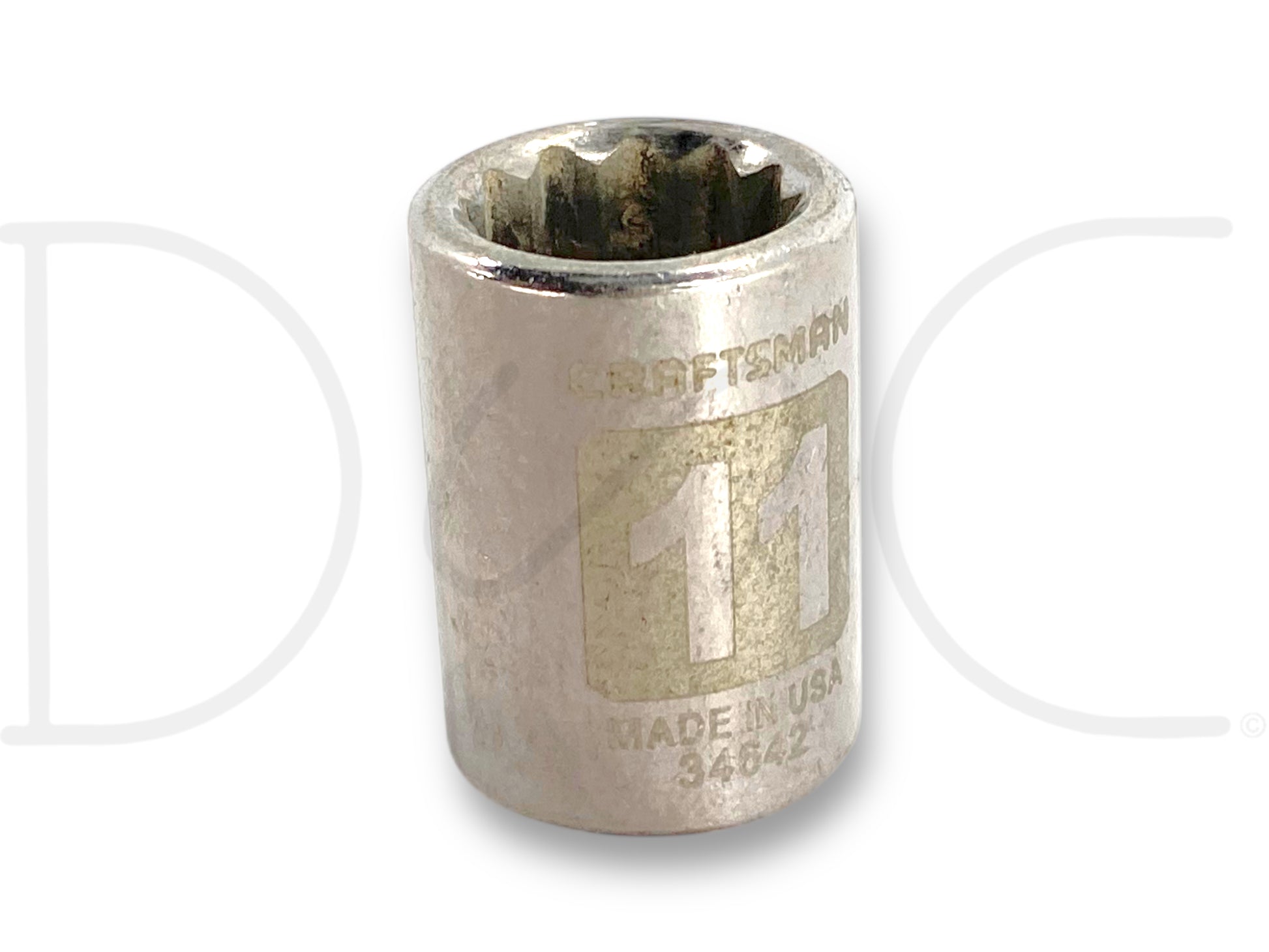 Craftsman 11MM Socket 3/8" Drive 12 Point Metric 12Pt Chrome USA 34642 used socket with light wear, designed for precision fitment on metric fasteners, suitable for Ford powerstroke diesel parts and other automotive repair applications.