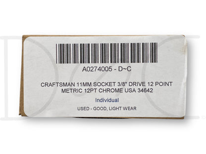 Craftsman 11MM Socket 3/8" Drive 12 Point Metric 12Pt Chrome USA 34642