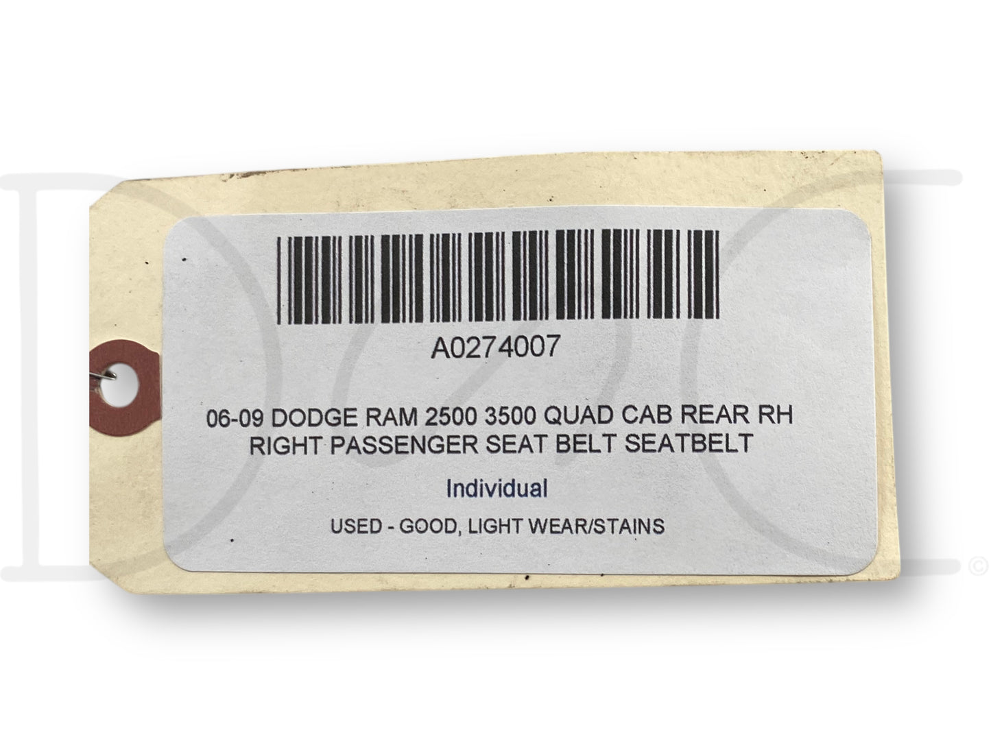 06-09 Dodge Ram 2500 3500 Quad Cab Rear RH Right Passenger Seat Belt Seatbelt