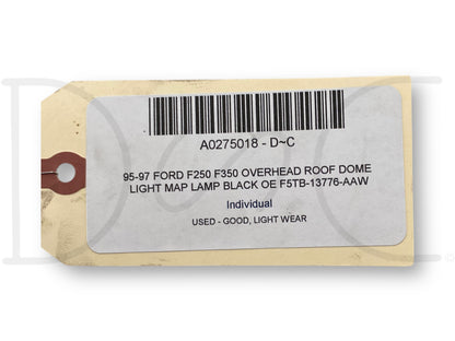 95-97 Ford F250 F350 Overhead Roof Dome Light Map Lamp Black OE F5Tb-13776-Aaw