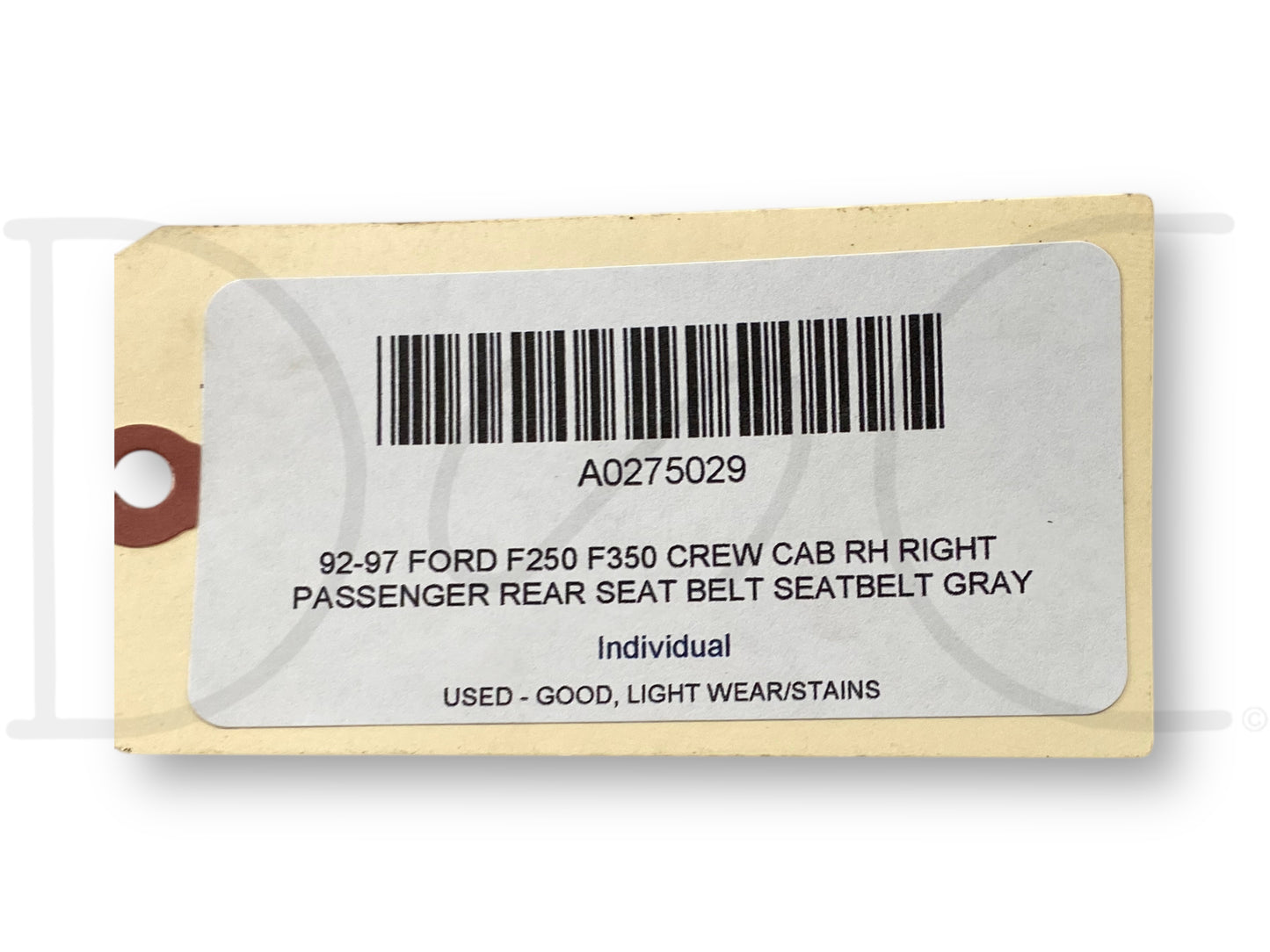 92-97 Ford F250 F350 Crew Cab RH Right Passenger Rear Seat Belt Seatbelt Gray