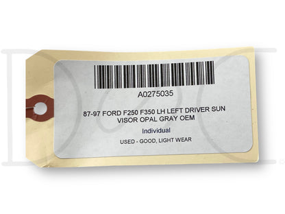 87-97 Ford F250 F350 LH Left Driver Sun Visor Opal Gray OEM