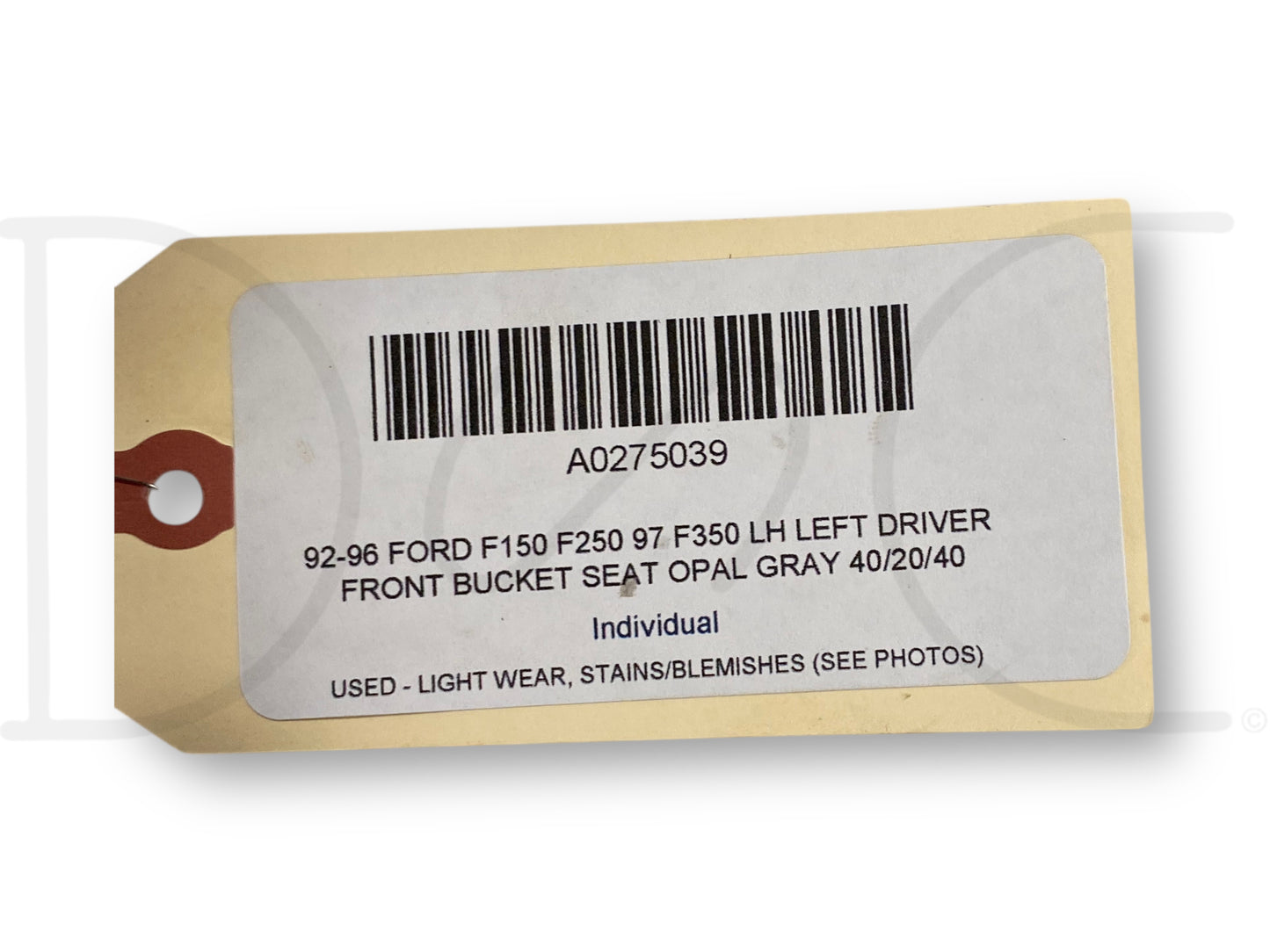 92-96 Ford F150 F250 97 F350 LH Left Driver Front Bucket Seat Opal Gray 40/20/40