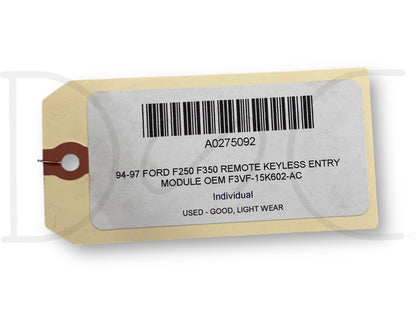 94-97 Ford F250 F350 Remote Keyless Entry  Module OEM F3Vf-15K602-AC