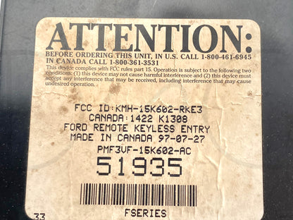 94-97 Ford F250 F350 Remote Keyless Entry  Module OEM F3Vf-15K602-AC