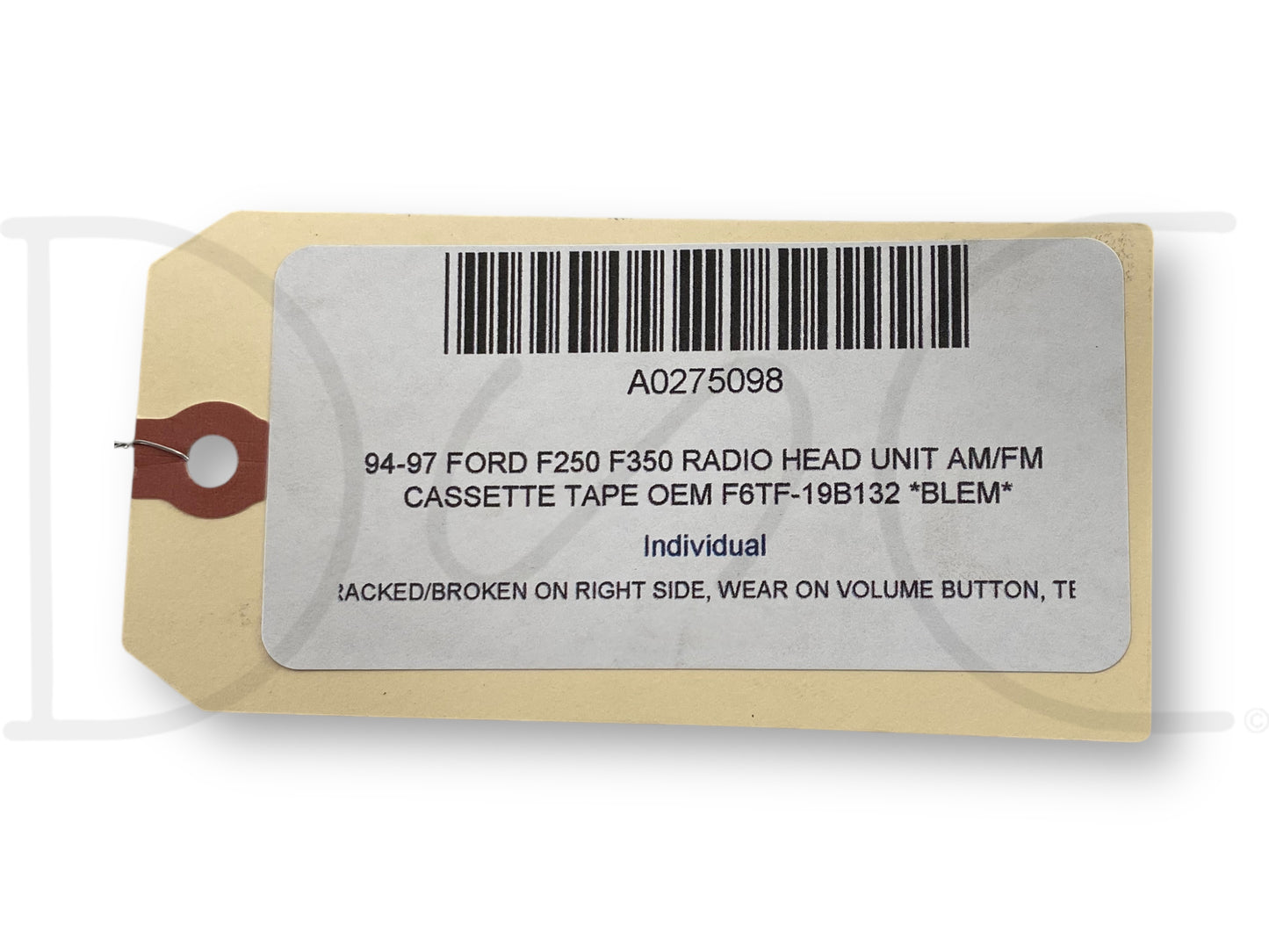 94-97 Ford F250 F350 Radio Head Unit AM/FM Cassette Tape OEM F6Tf-19B132 *Blem*