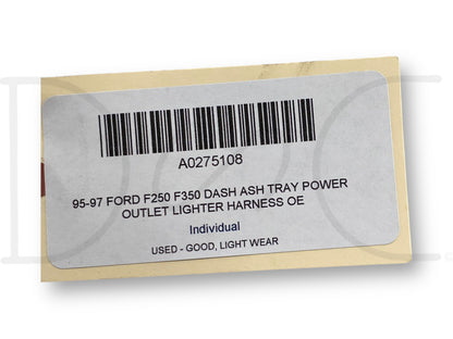 95-97 Ford F250 F350 Dash Ash Tray Power Outlet Lighter Harness OE
