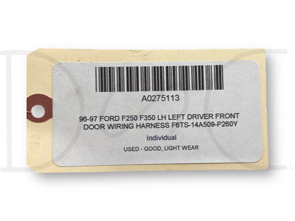96-97 Ford F250 F350 LH Left Driver Front Door Wiring Harness F6Ts-14A509-P260Y