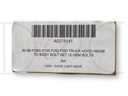 80-96 Ford F150 F250 F350 Truck Hood Hinge To Body Bolt Set 12 OEM Bolts