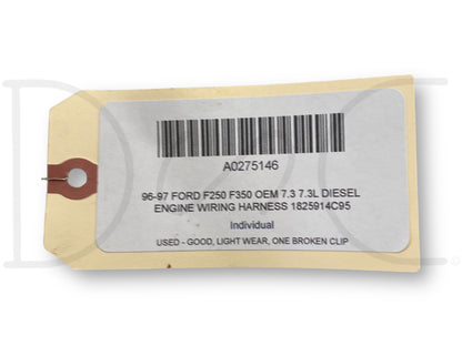 96-97 Ford F250 F350 OEM 7.3 7.3L Diesel Engine Wiring Harness 1825914C95