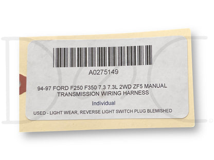 94-97 Ford F250 F350 7.3 7.3L 2WD ZF5 Manual Transmission Wiring Harness