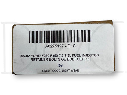 95-02 Ford F250 F350 7.3 7.3L Fuel Injector Retainer Bolts OE Bolt Set [16]