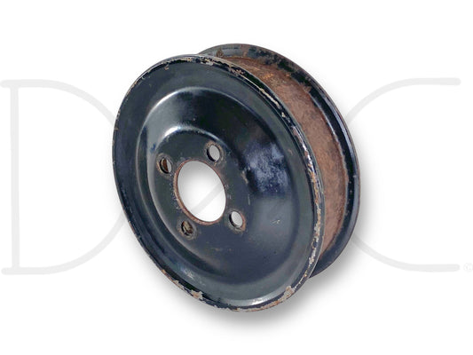 96-97 Ford F250 F350 7.3 Water Pump Pulley Belt Drive OE International 1830962C1 used part with light wear and surface rust for Super Duty diesel truck repair.