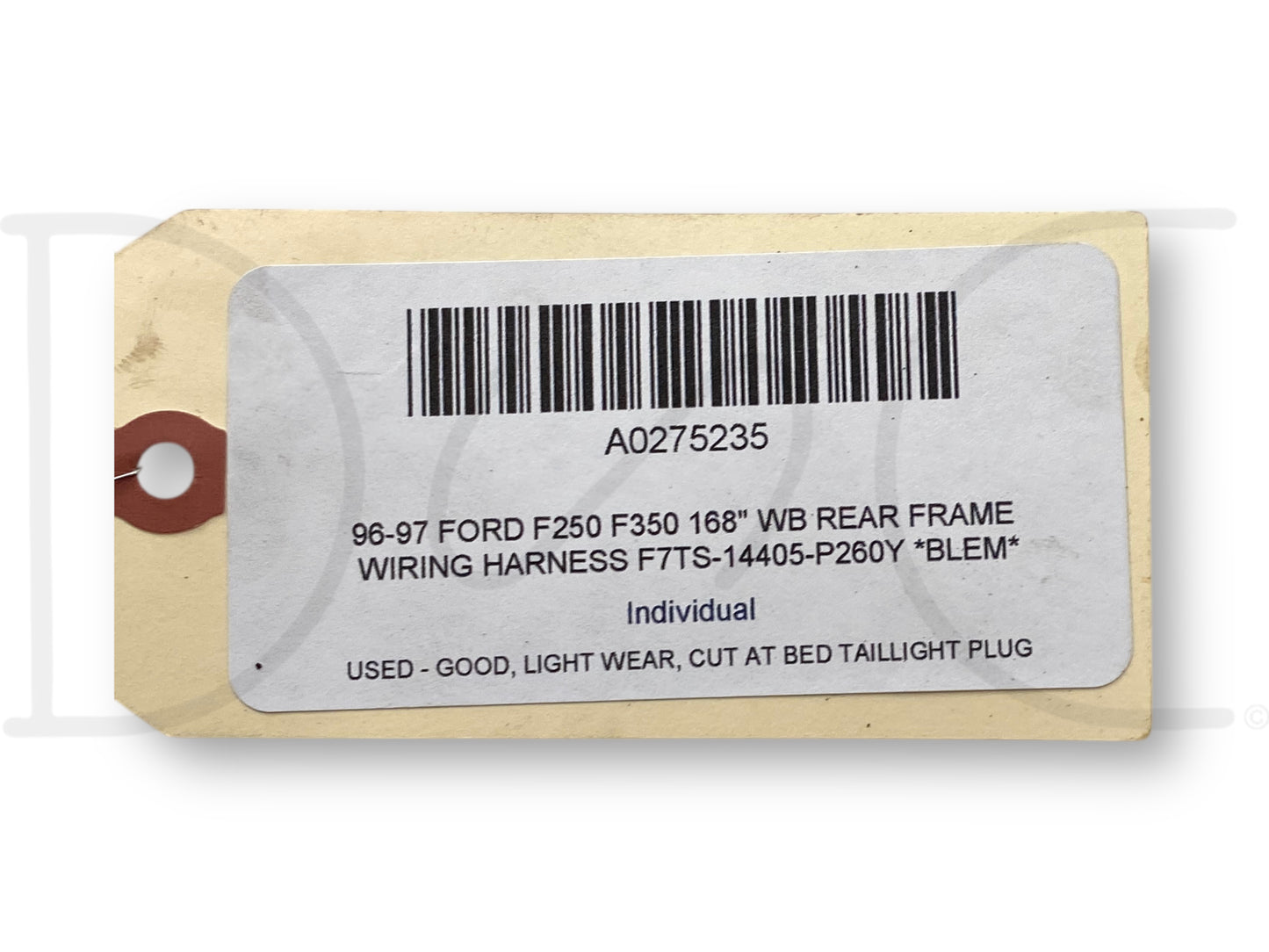 96-97 Ford F250 F350 168" WB Rear Frame Wiring Harness F7Ts-14405-P260Y *Blem*