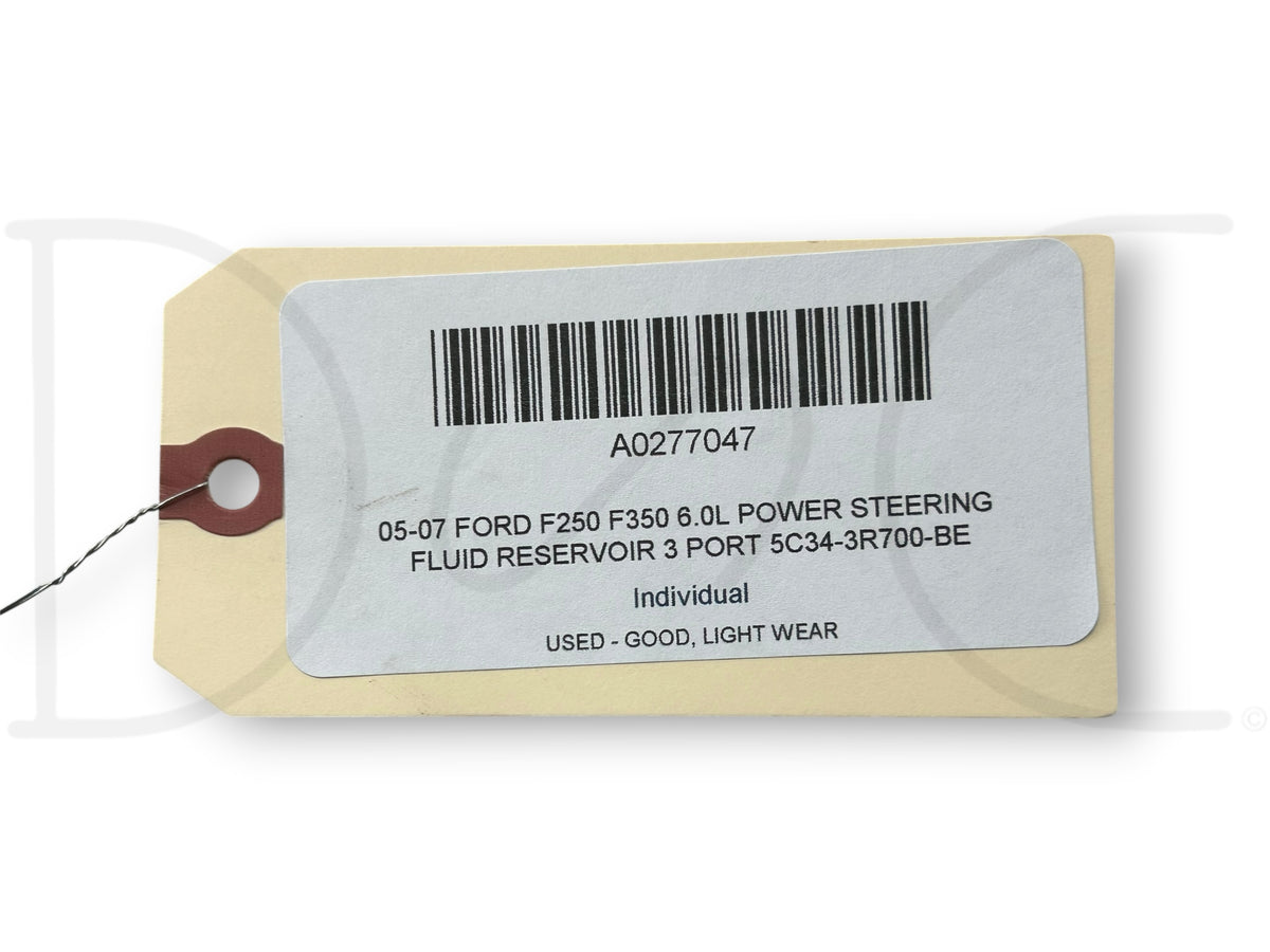 05-07 Ford F250 F350 6.0L Power Steering Fluid Reservoir 3 Port 5C34-3R700-Be