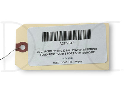 05-07 Ford F250 F350 6.0L Power Steering Fluid Reservoir 3 Port 5C34-3R700-Be