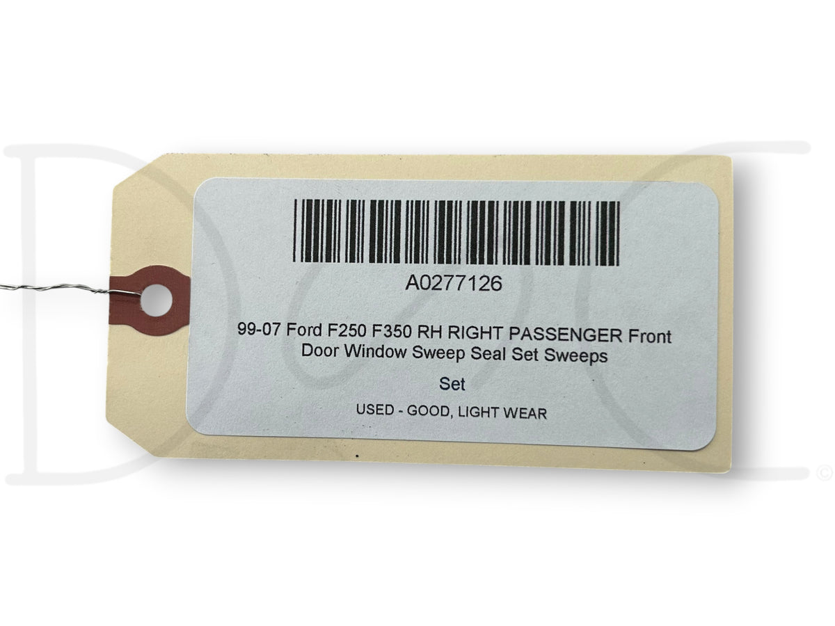 99-07 Ford F250 F350 RH Right Passenger Front Door Window Sweep Seal Set Sweeps