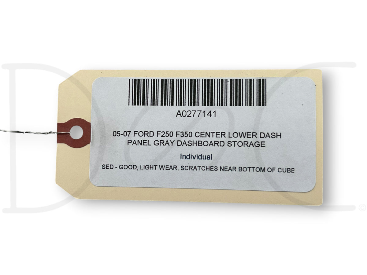 05-07 Ford F250 F350 Center Lower Dash Panel Gray Dashboard Storage Compartment