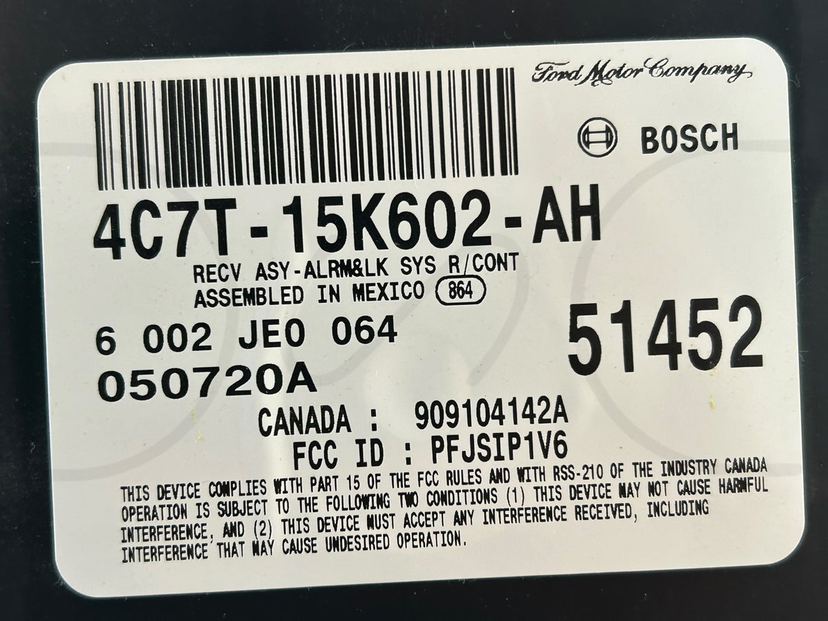 04-07 Ford F250 F350 Anti Theft Keyless Entry Computer Module 4C7T-15K602-Ah