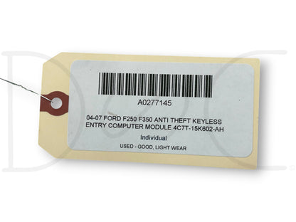 04-07 Ford F250 F350 Anti Theft Keyless Entry Computer Module 4C7T-15K602-Ah