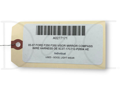 05-07 Ford F250 F350 Visor Mirror Compass Wire Harness OE 5C3T-17C712-P2604 Ae