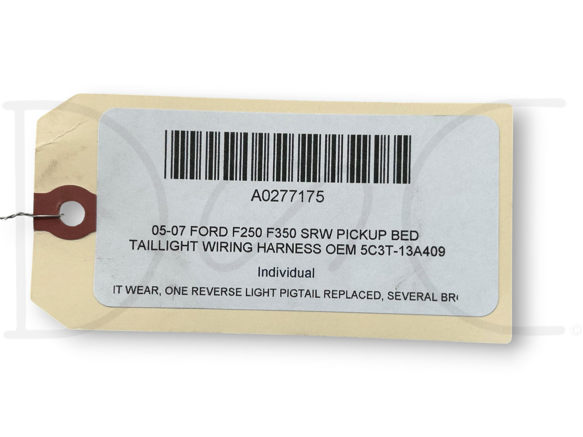 05-07 Ford F250 F350 SRW Pickup Bed Taillight Wiring Harness OEM 5C3T-13A409