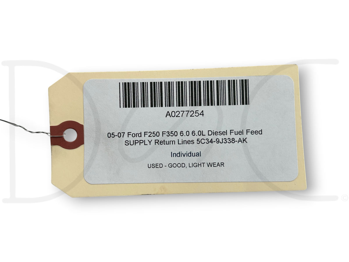 05-07 Ford F250 F350 6.0 6.0L Diesel Fuel Feed Supply Return Lines 5C34-9J338-Ak