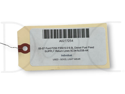 05-07 Ford F250 F350 6.0 6.0L Diesel Fuel Feed Supply Return Lines 5C34-9J338-Ak