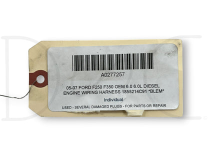 05-07 Ford F250 F350 OEM 6.0 6.0L Diesel Engine Wiring Harness 1855214C91 *Blem*
