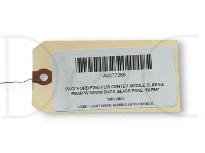 99-07 Ford F250 F350 Center Middle Sliding Rear Window Back Glass Pane *Blem*