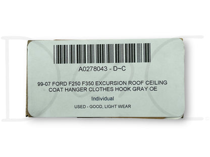 99-07 Ford F250 F350 Excursion Roof Ceiling Coat Hanger Clothes Hook Gray OE