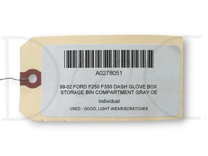 99-02 Ford F250 F350 Dash Glove Box Storage Bin Compartment Gray OE