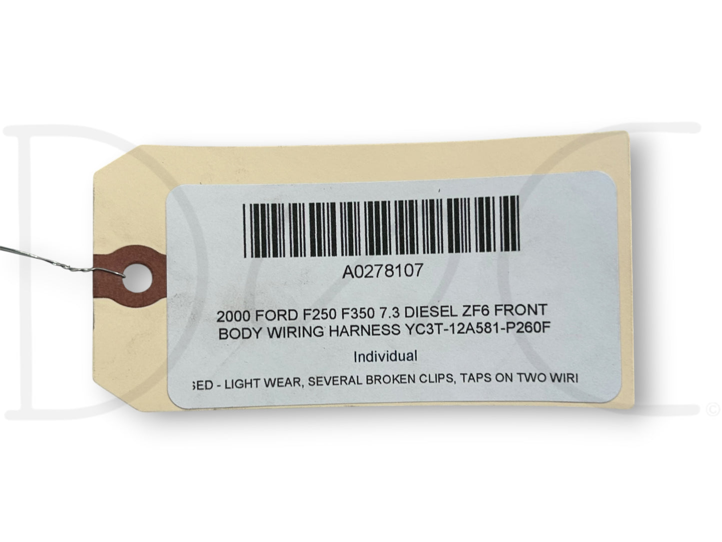 2000 Ford F250 F350 7.3 Diesel ZF6 Front Body Wiring Harness YC3T-12A581-P260F